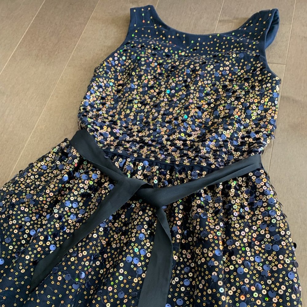 H&M Kids Formal Dress Girls size 9/10 - Navy with Gold Accents - Picture 2 of 4